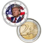Цветная монета 2 евро - Дональд Трамп