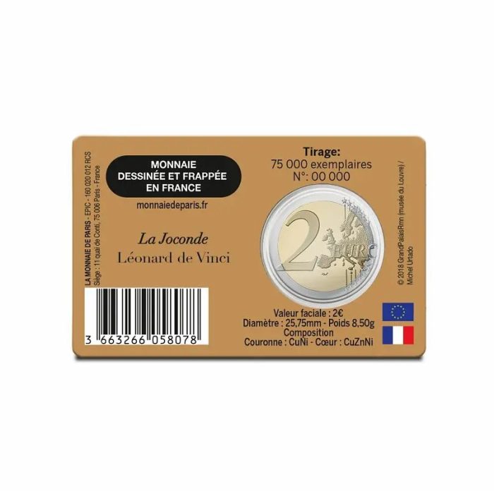 2 euro Francia 2025 - Museo del Louvre BU - Monna Lisa - immagine 2