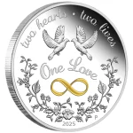 Серебряная монета $1 Австралия 2025 — Одна любовь