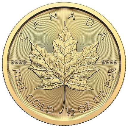 Золотая монета $20 Канада 2025 – Кленовый лист 1/2 oz BU