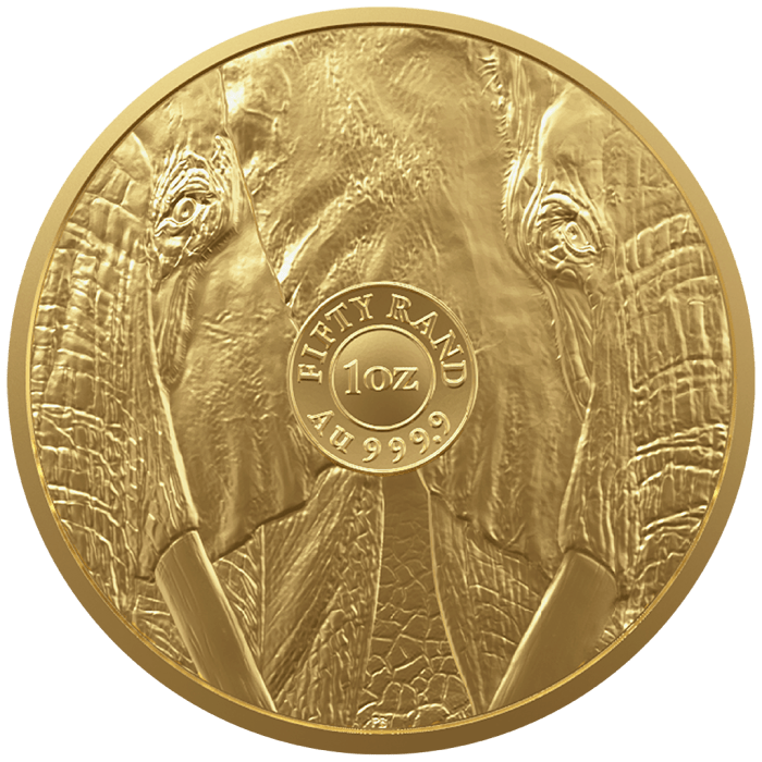 Moneda de oro 50 rand Sudáfrica 2025 - Big Five: Elefante 1 oz BU - Imagen 2
