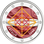 Colored 2 euro coin Latvia 2024 - Straw decoration Puzuris