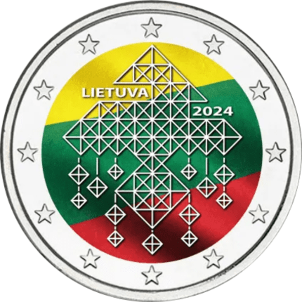 Цветная монета 2 евро Литва 2024 – Соломенные сады