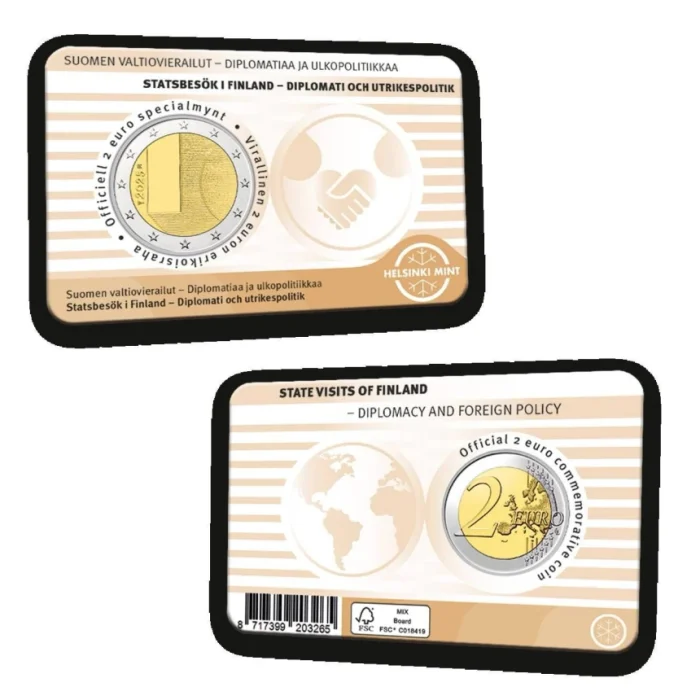 2 Euro Finlandia 2025 - Visite di Stato BU (colore casuale della carta) - immagine 2