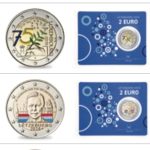 Набор из 2 монетных карт 2 евро Люксембурга 2025 года (цветная версия)