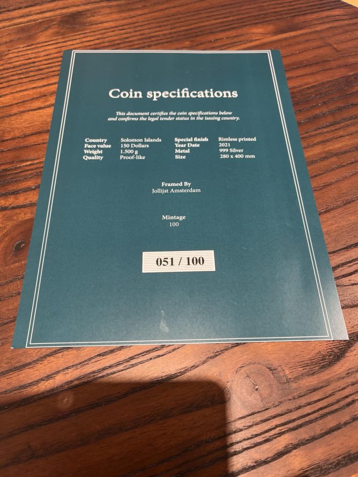 EXCLUSIVA Moneda de plata de 1,5 kg 150 $ Islas Salomón 2021 - Dante Alighieri - Imagen 6