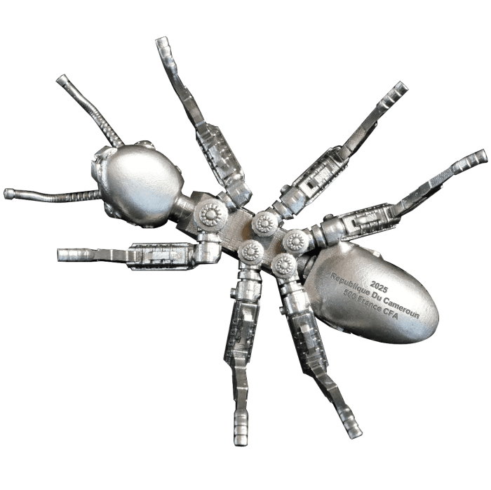 Hõbemünt 3D 500 franki Kamerun 2025 - Mehaaniline sipelgas - Image 2