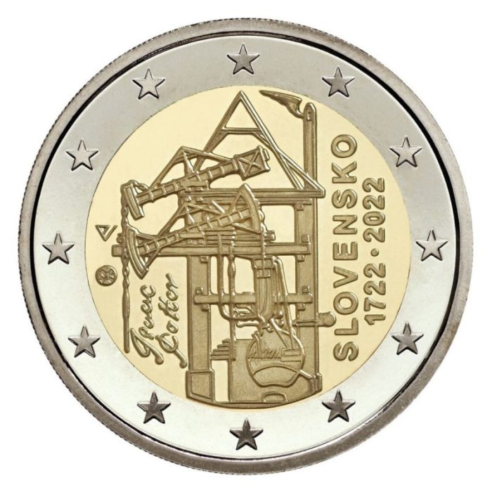 slovakia-2022-2-euro-coincard-first-atmospheric-steam-engine-bu2 2 euro Slovakkia 2022 - Atmosfääri aurumasinate ehitamise 300. aastapäev BU - Image 3