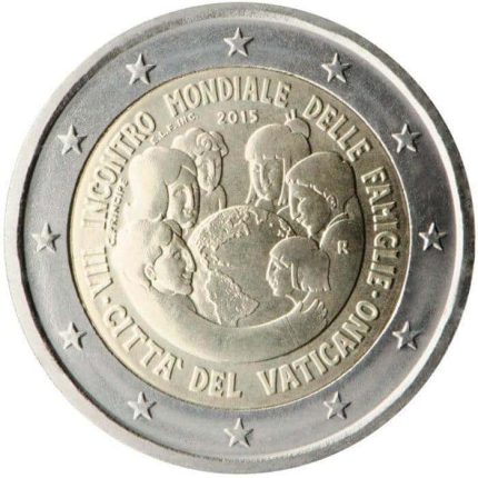 2 Euros Vaticano 2015 – VIII Encuentro Mundial de las Familias – Filadelfia UNC Sin Tarjeta