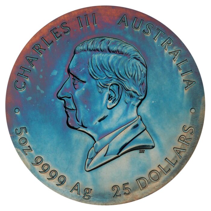 Moneda de plata coloreada con diamante 25 AUD Australia 2025 - Extragaláctica 5 oz - Imagen 4