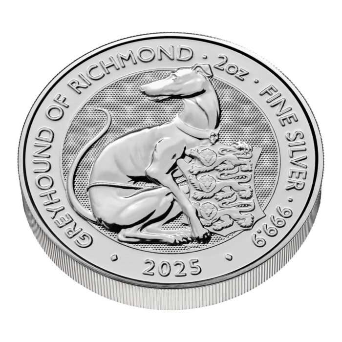 2025-lingotto-royal-tudor-beasts-greyhound-of-richmond-moneta-d'argento-2oz-bordo-rovescio---rtgr252st-1500x1500-f3a2c67 Moneta d’argento £5 UK 2025 – Royal Tudor Beasts: Richmond Greyhound (2 oz) - immagine 3