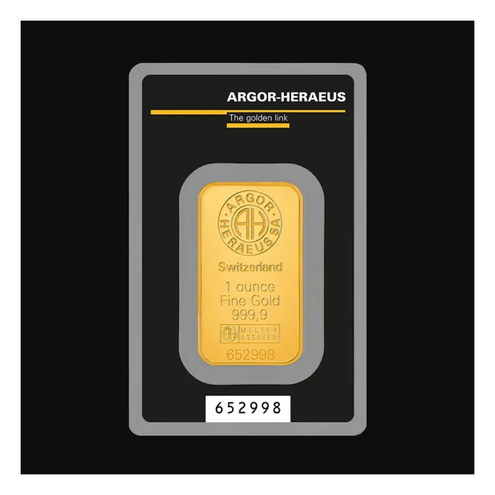 argor_heraeus_1oz_bar_front - 1 Золотой слиток Швейцария 2025 – 1 oz Argor-Heraeus — изображение 2