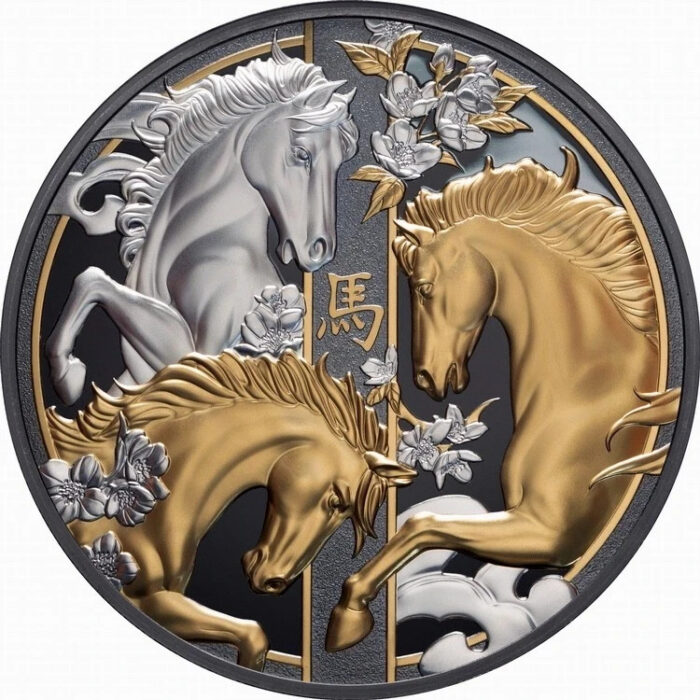 niue 1 Moneta d'argento placcata oro da 5 oz "Anno del Cavallo" di Niue 2026 - immagine 2