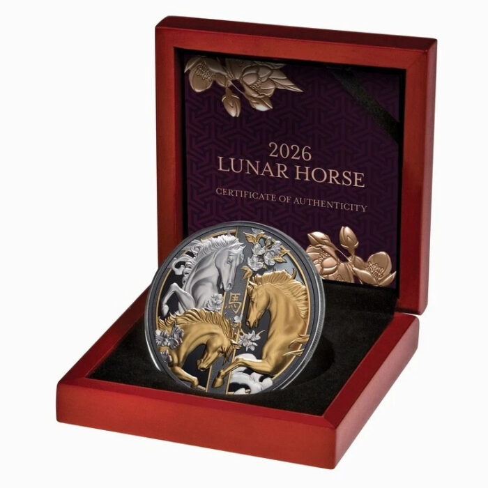 niue 4 Moneta d'argento placcata oro da 5 oz "Anno del Cavallo" di Niue 2026 - immagine 4
