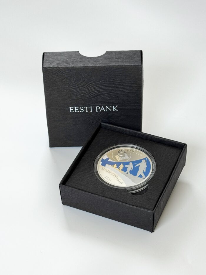 soomepoisid_eesti-hõbemünt-2025-karp Moneda de plata de 15 € Estonia 2025 – Niños finlandeses - Imagen 3