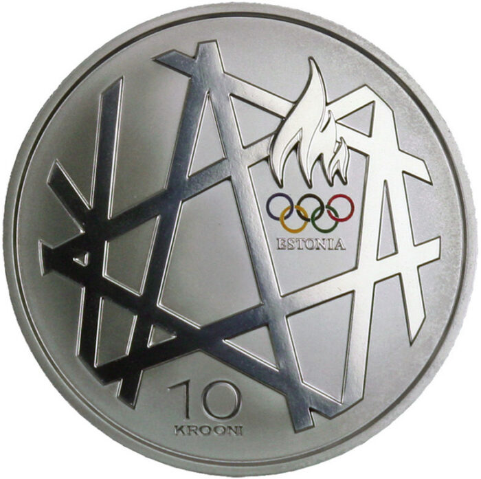 Silver coin 10 kroons Estonia 2008 – Summer Olympics in Beijing - Image 1