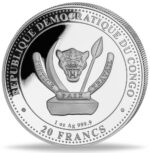 Moneda de plata de 20 CDF Congo 2025 – Vida prehistórica: Megalodón - Imagen 2