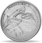 Moneda de plata de 20 CDF Congo 2025 – Vida prehistórica: Megalodón