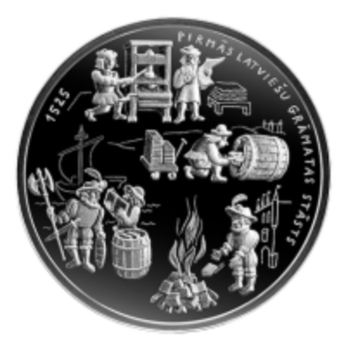 Moneda de plata de 5 euros Letonia 2025 – 500 aniversario del primer libro en letón - Imagen 2