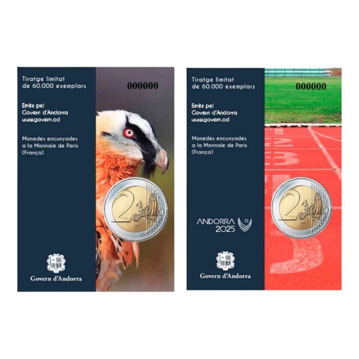 2 euron Andorra 2025 kolikkopari korteissa - Hanhikorppikotka ja Euroopan pienten valtioiden pelit - Image 2