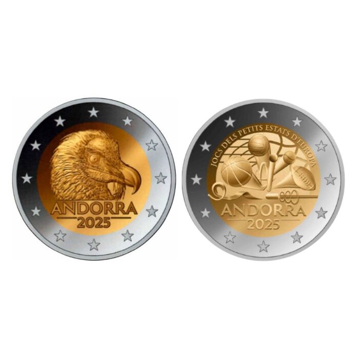 2 euron Andorra 2025 kolikkopari korteissa - Hanhikorppikotka ja Euroopan pienten valtioiden pelit - Image 3