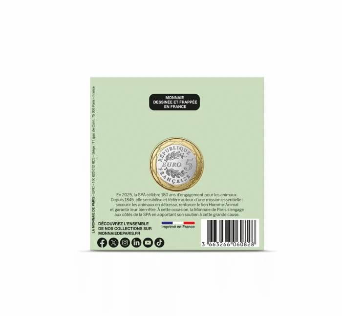 5 euroa Ranska 2025 - Lempieläin: Koirat - Image 2
