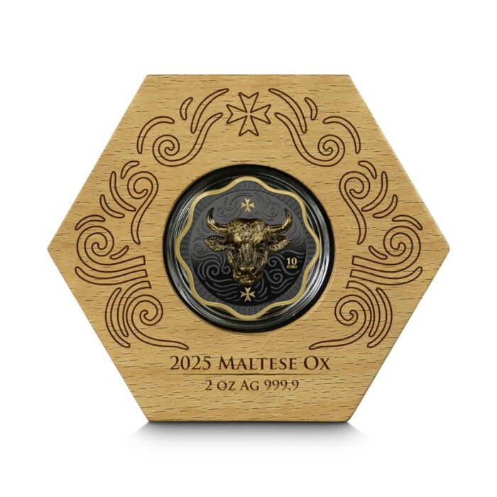 10 euron hopearaha Malta 2025 - Maltan härkä BU, korkeareliefi - Image 4