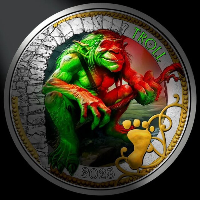 Värviline münt 3 euro Austria 2025 – Müstilised Olendid "Troll" - Image 3