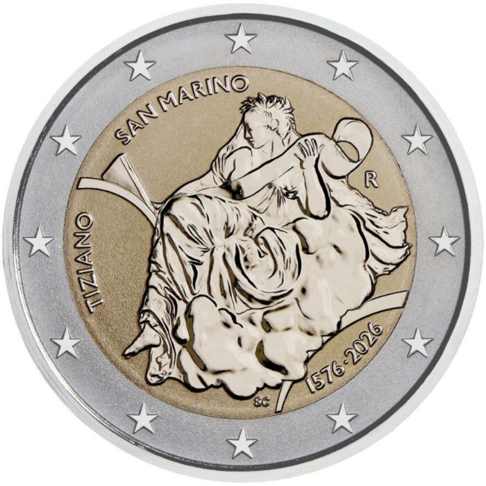 2 euro San Marino 2026 – Tizian Reverse Proof - Image 2