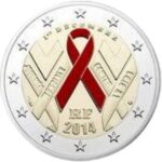 Moneda coloreada de 2 euros Francia 2014 — Día mundial contra el SIDA BU - Imagen 2