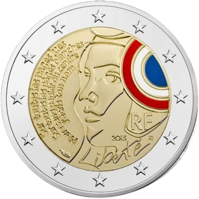 Värillinen 2 euron kolikko Ranska 2015 — Federaation päivä BU<br/> - Image 2