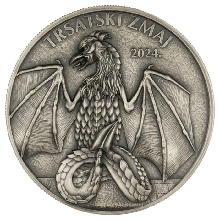 Moneda de Plata de 6 Euros Croacia 2024 - Trsat Dragon - Imagen 2