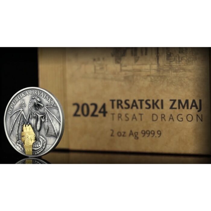 Moneda de Plata de 6 Euros Croacia 2024 - Trsat Dragon - Imagen 4