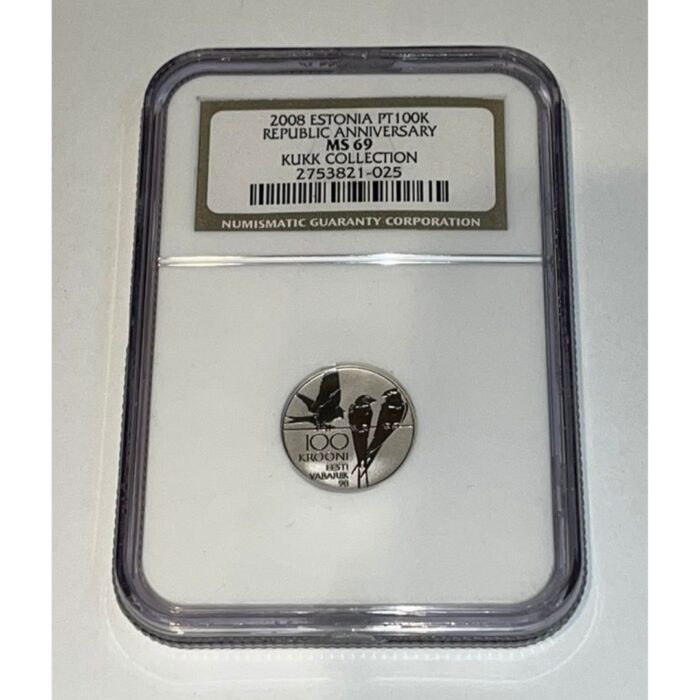 Platinum coin 100 kroons Estonia 2008 - 90th anniversary of the Republic of Estonia MS69 - Image 3