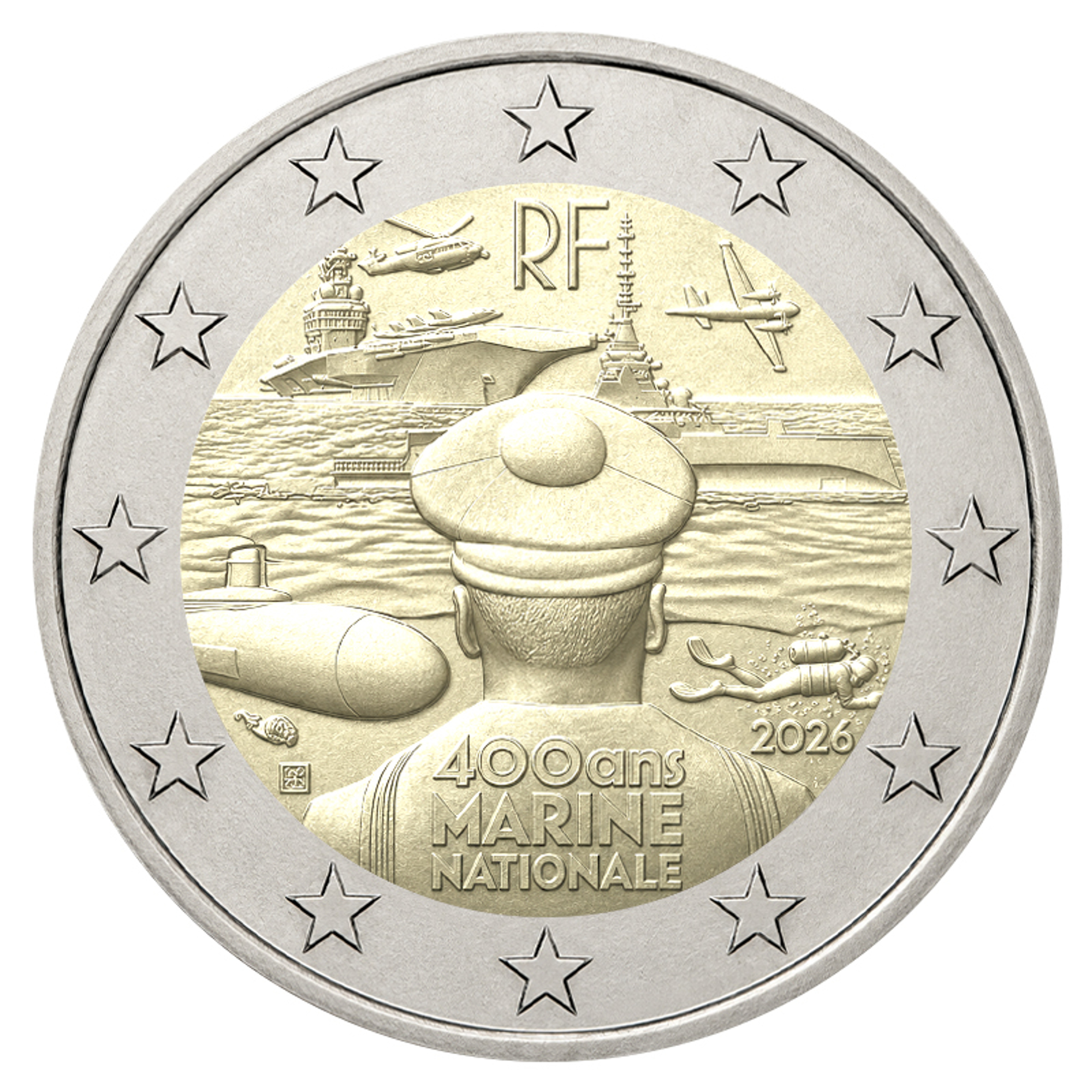 france 2 euro Francia 2026 - 400 anni della Marina Militare Francese - immagine 1