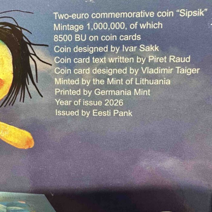 2 euros Estonia 2026 - Sipsik BU en tarjeta, primera emisión (ya disponible) - Imagen 4