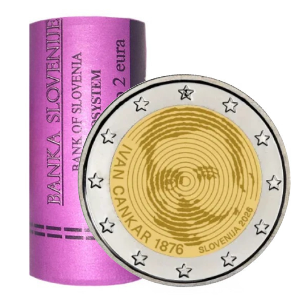 Rollslovenia Rull 2 euro Sloveenia 2026 – Ivan Cankar - Image 1