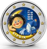 Цветная монета 2 евро Эстония 2026 - Сипсик (ночь)