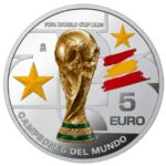 Серебряная монета 5 евро Испания 2026 - Чемпионы мира по футболу FIFA 2026