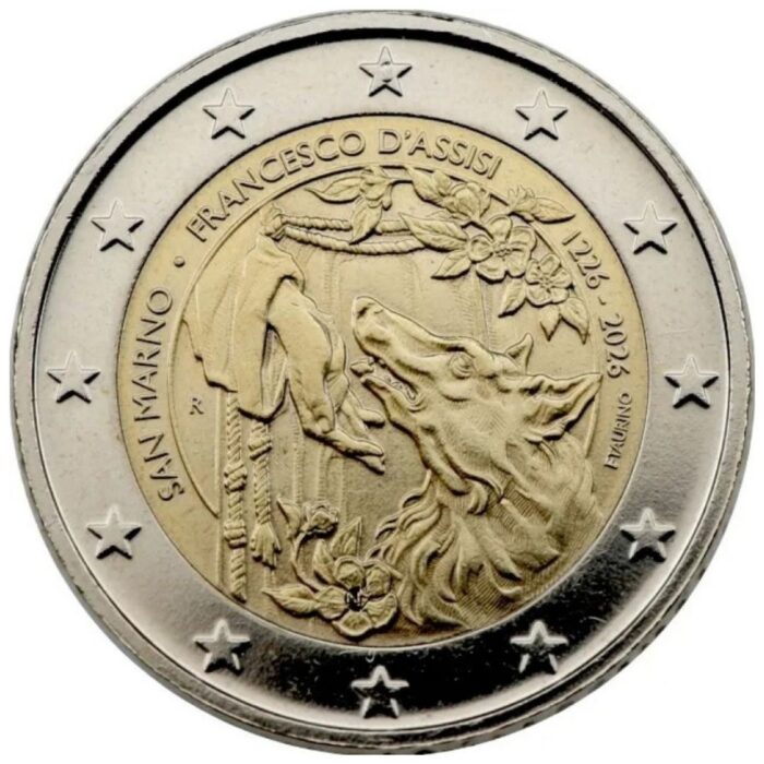 2 euro San Marino 2026 - Francis of Assisi Proof - Image 2