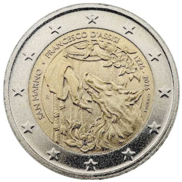 2 euro San Marino 2026 - Francis of Assisi Reverse Proof - Image 2